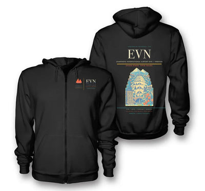 Yerevan Airport (EVN) design on black premium zipped hoodie
