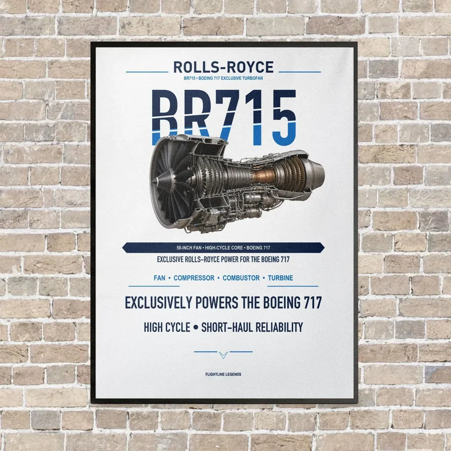 BR715 vertical canvas print - framed - white background