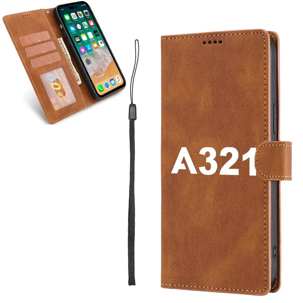 Airbus A321 Flat Text aviation themed leather phone case for phone.