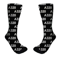 Thumbnail for Airbus A320 Flat Text aviation design on soft cotton blend socks.