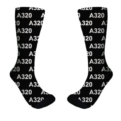 Airbus A320 Flat Text aviation design on soft cotton blend socks.