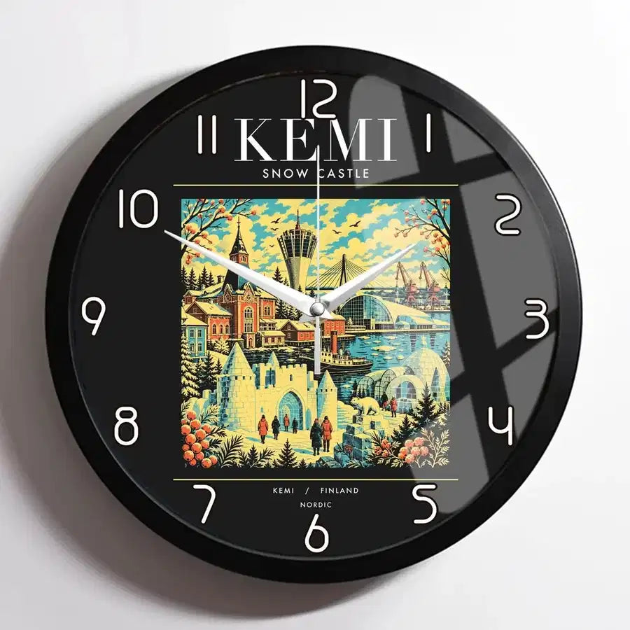 KEMI - Poster - Wall Clock Framed - Black