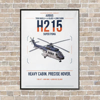 Thumbnail for Airbus H215 vertical canvas print - framed - white background