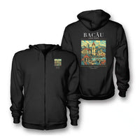 Thumbnail for BACĂU - Poster - Zipped Hoodie - Black