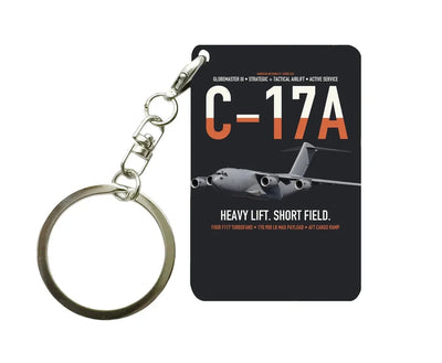 C-17A Globemaster III design on black designed key chain, double-side print
