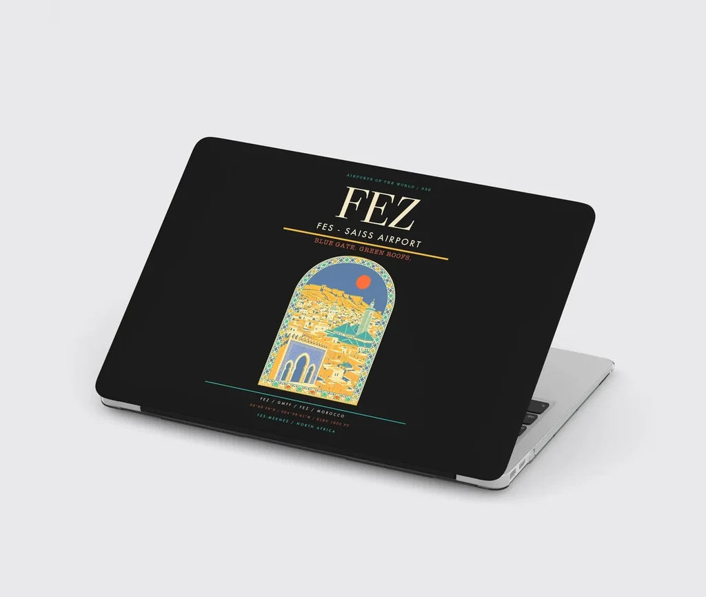 Fes (FEZ) design on black MacBook case