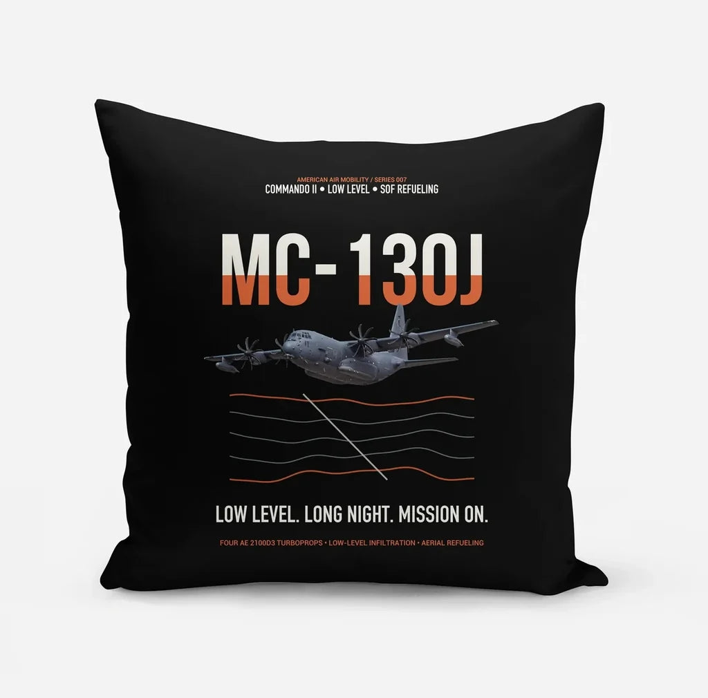 MC-130J COMMANDO II design on black pillow