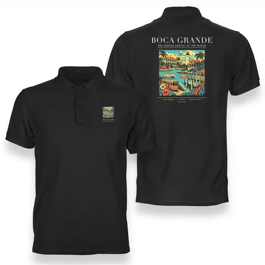 BOCA GRANDE - Poster - Double-Side Polo - Black