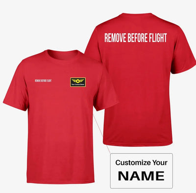 Remove Before Flight 2 aviation design printed on soft cotton double-side print T-shirt.