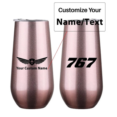 Boeing 767 Flat Text 6oz Egg aviation design on 6oz egg cup, compact 6oz ceramic.