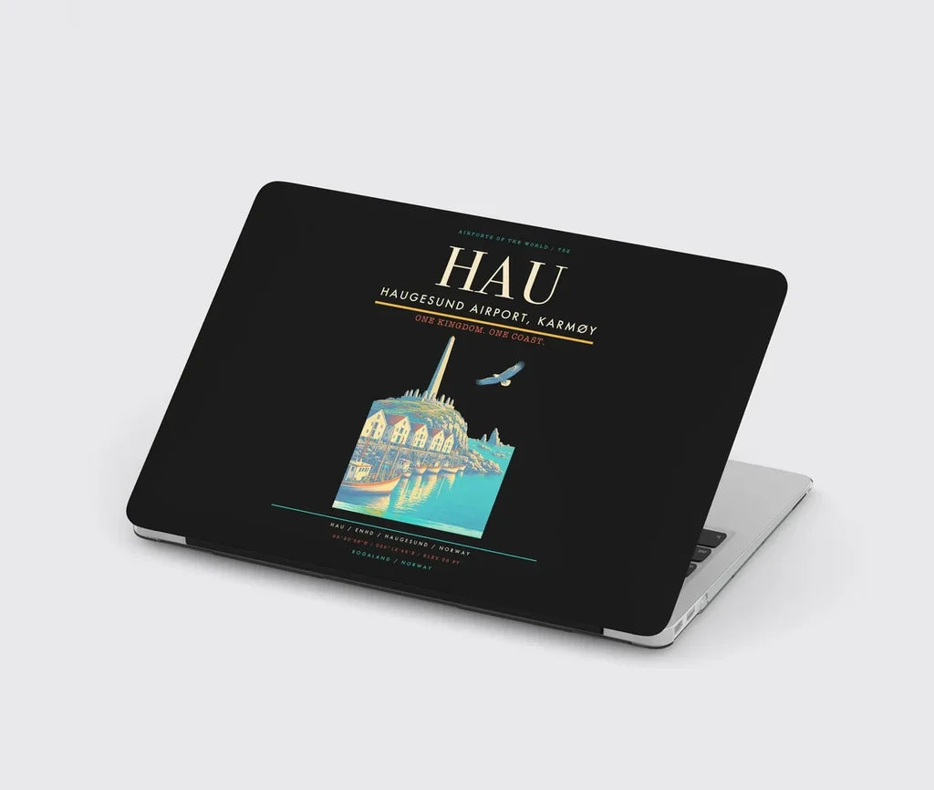Haugesund Airport, Karmøy (HAU) design on black MacBook case