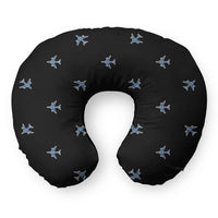Thumbnail for Nice Airplanes (Black) Travel & Boppy aviation design on memory foam with soft cover travel pillow.