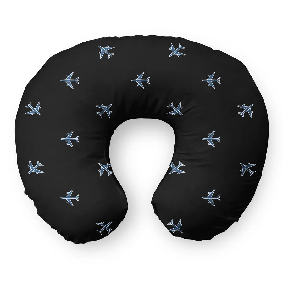Nice Airplanes (Black) Travel & Boppy aviation design on memory foam with soft cover travel pillow.