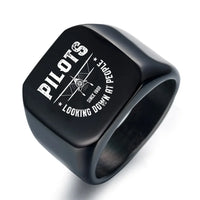 Thumbnail for Pilots Looking Down at People Since 1903 aviation ring in stainless steel.