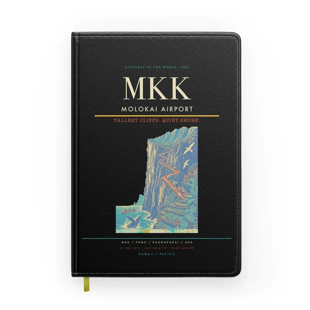 Molokai Airport (MKK) design on black notebook