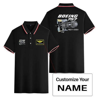 Boeing 757 & Rolls Royce Engine (RB211) Stylish Polo T-Shirts (Double-Side) aviation design printed on soft cotton stylish do.