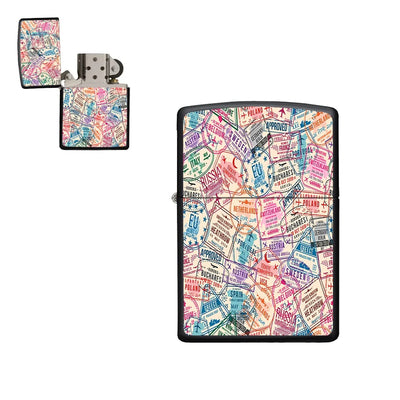 Passport Stamps aviation metal lighter in premium metal alloy.