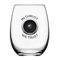 Thumbnail for In Thrust We Trust Water & Drink aviation design on water glass, crystal-clear premium glassware.