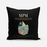 Thumbnail for Maputo International Airport (MPM) design on black pillow
