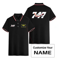 Thumbnail for Super Boeing 747 Intercontinental Stylish Polo T-Shirts (Double-Side) aviation design printed on soft cotton stylish double-s.