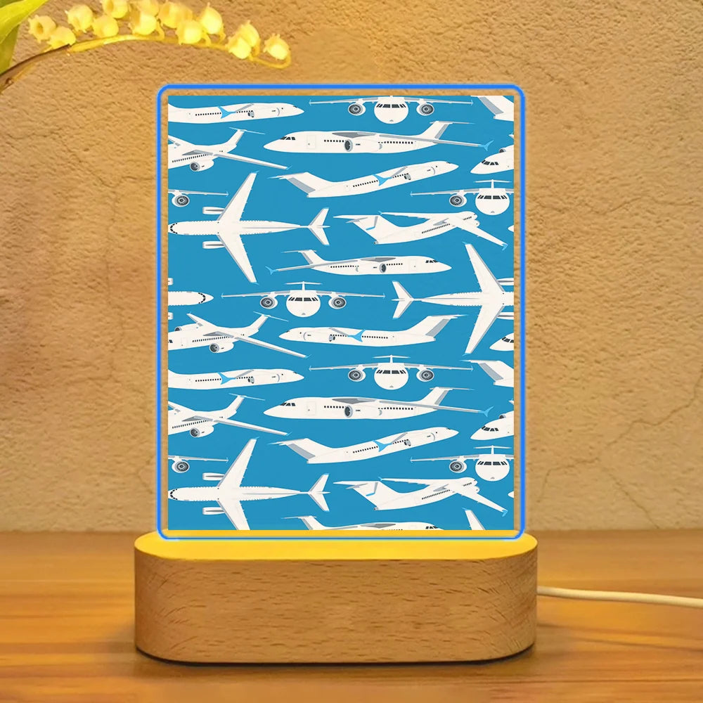 Big Airplanes aviation design on premium acrylic with LED night lamp.