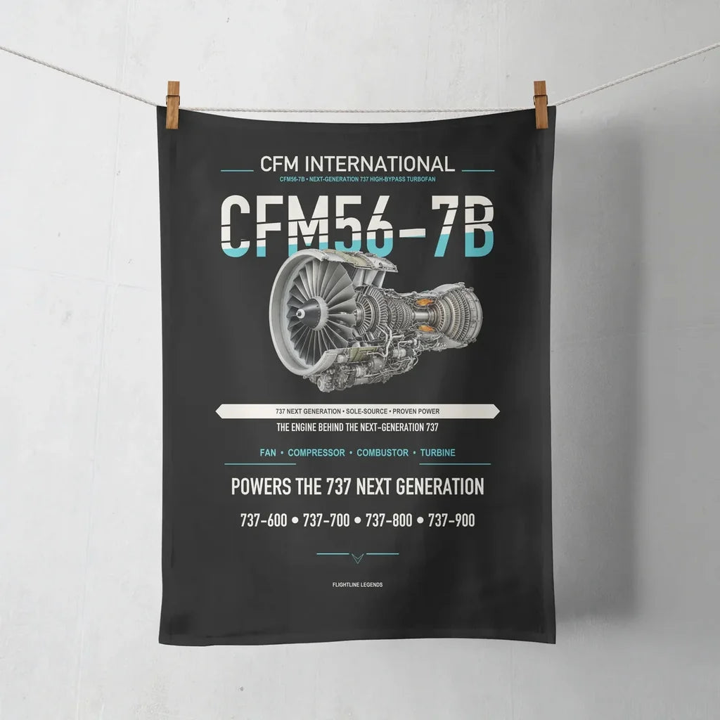 CFM56-7B design on black towel