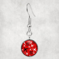 Thumbnail for Fly Be Free Red aviation earrings, hypoallergenic alloy body with engraved detail.