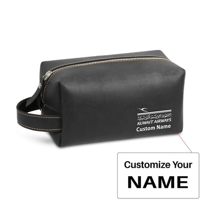 Kuwait Airways Airlines Leather Clutch aviation design leather clutch toiletry bag, leather construction.