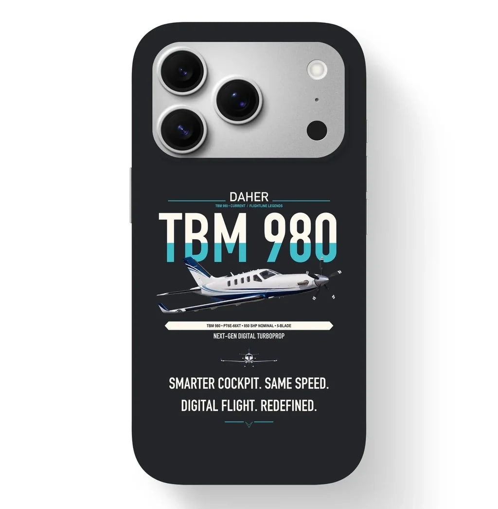 Daher TBM 980 design on black magsafe iphone case, for iPhone 17 Pro