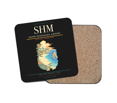 Nanki-Shirahama Airport (SHM) design on black 1 piece coaster