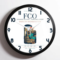Thumbnail for Rome Leonardo da Vinci Fiumicino Airport (FCO) design on white framed wall clock