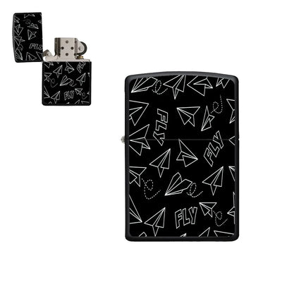 Paper Airplane & Fly Black aviation metal lighter in premium metal alloy.