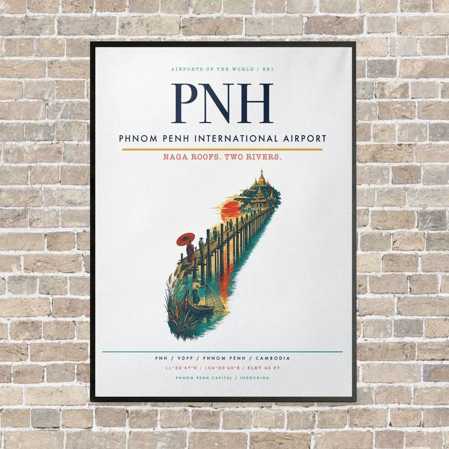 Phnom Penh International Airport PNH vertical canvas print - framed - white background