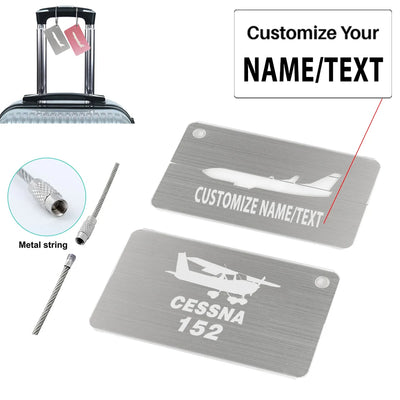 The Cessna 152 aviation print aluminum airplane luggage tag, aircraft-grade aluminum.