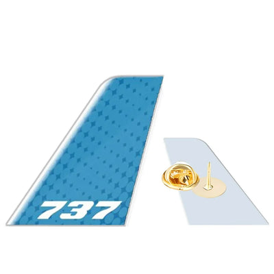 Boeing B737 (2) aviation design tail-shape badge pin in polished alloy.