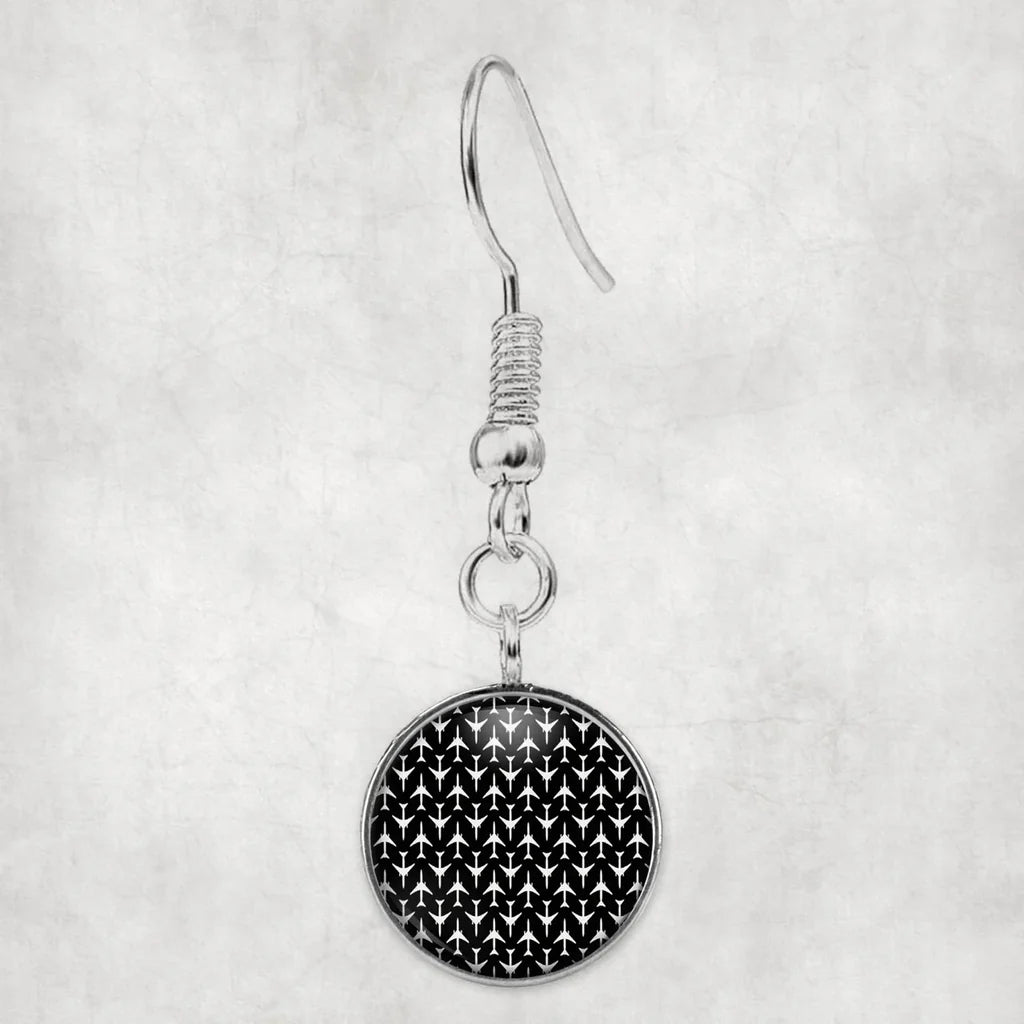Perfectly Sized Seamless Airplanes Black aviation-themed earrings, polished hypoallergenic alloy.
