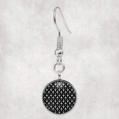 Perfectly Sized Seamless Airplanes Black aviation-themed earrings, polished hypoallergenic alloy.