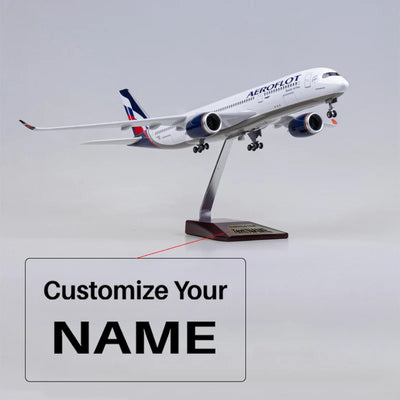 Side view of Aeroflot Russian Airbus A350 Airplane Model (1/142 Scale) aviation LED model airplane in diecast metal with LED.