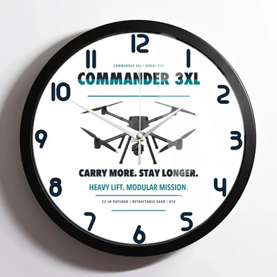 Draganfly Commander 3XL design on white framed wall clock