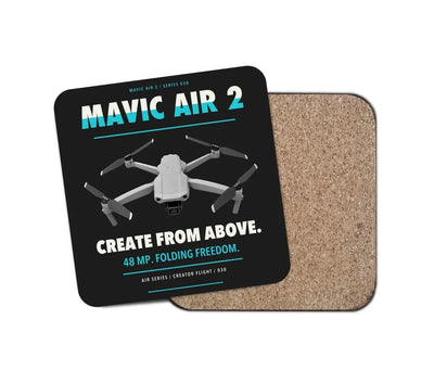 DJI Mavic Air 2 design on black 1 piece coaster
