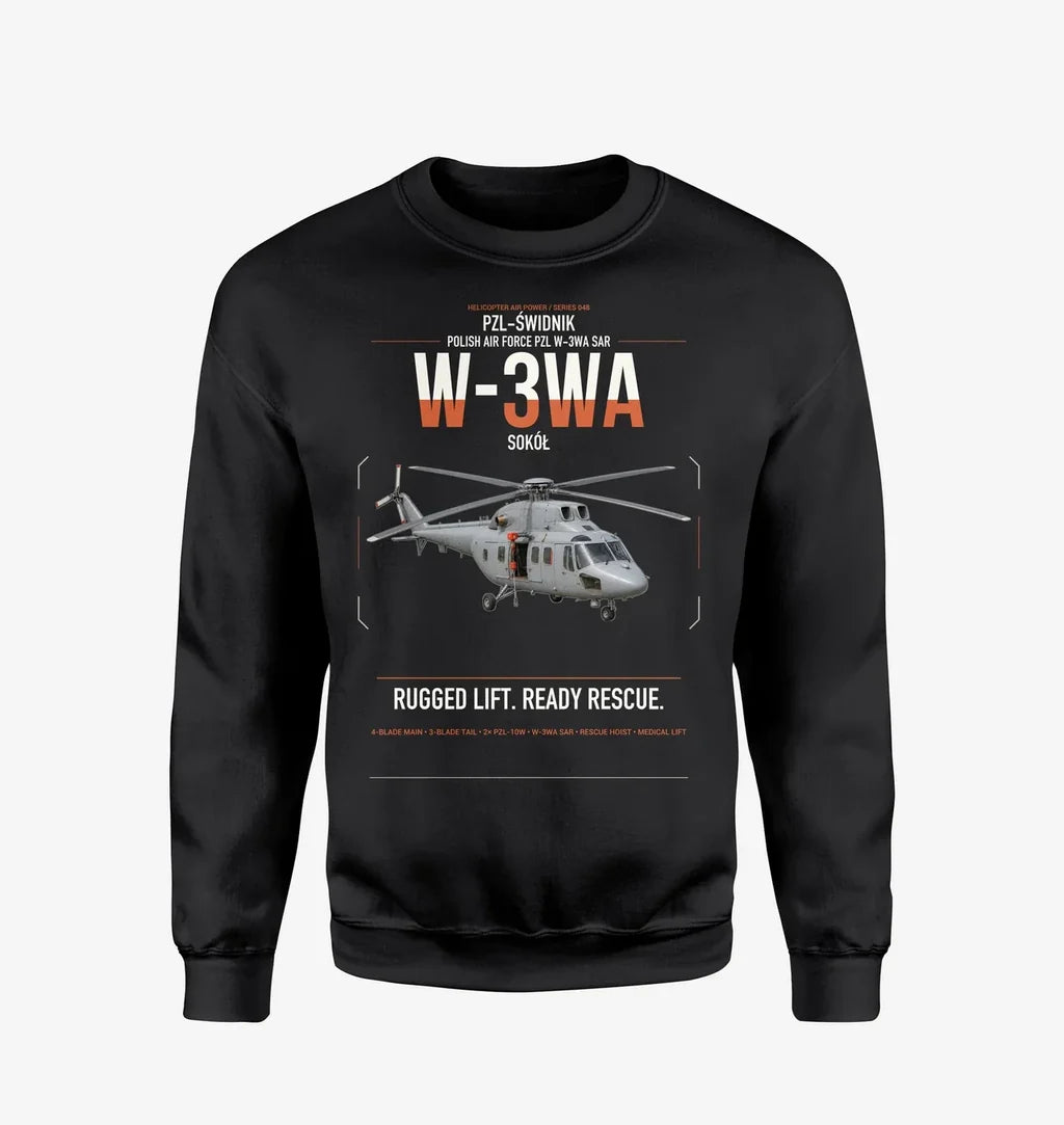 PZL-Świdnik W-3WA Sokół design on black sweatshirt