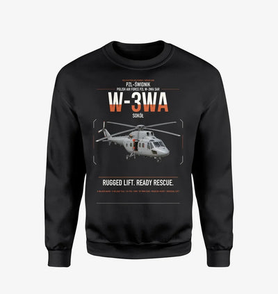 PZL-Świdnik W-3WA Sokół design on black sweatshirt