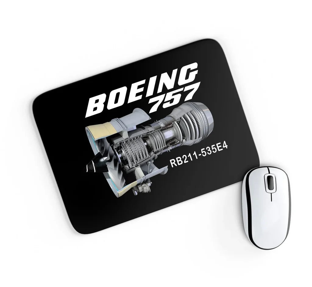 Boeing 757 & Rolls Royce Engine (RB211) aviation design on neoprene with anti-slip base mouse pad.