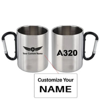 Thumbnail for Airbus A320 Flat Text aviation design on outdoor mug, durable insulated construction.