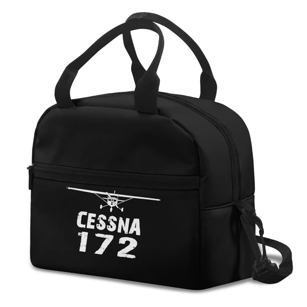 Cessna 172 & Plane aviation print lunch bag, insulated polyester.