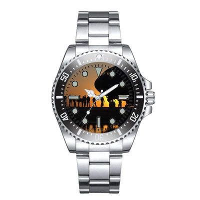 Band of Brothers Theme Soldiers Luxury Aviators aviation-themed aviator watch, polished premium stainless steel.