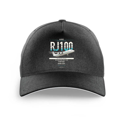 Avro RJ100 design on black printed hat