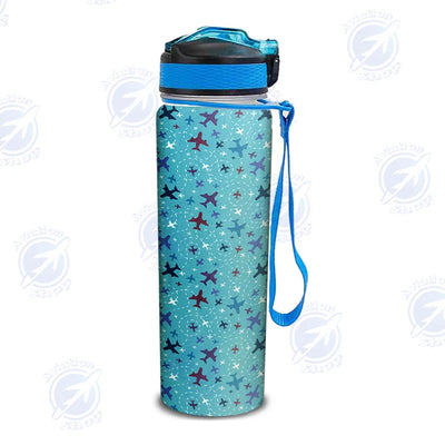 Love of Travel with Aircraft Sports aviation design on sport kettle, insulated bottle with sport spout.