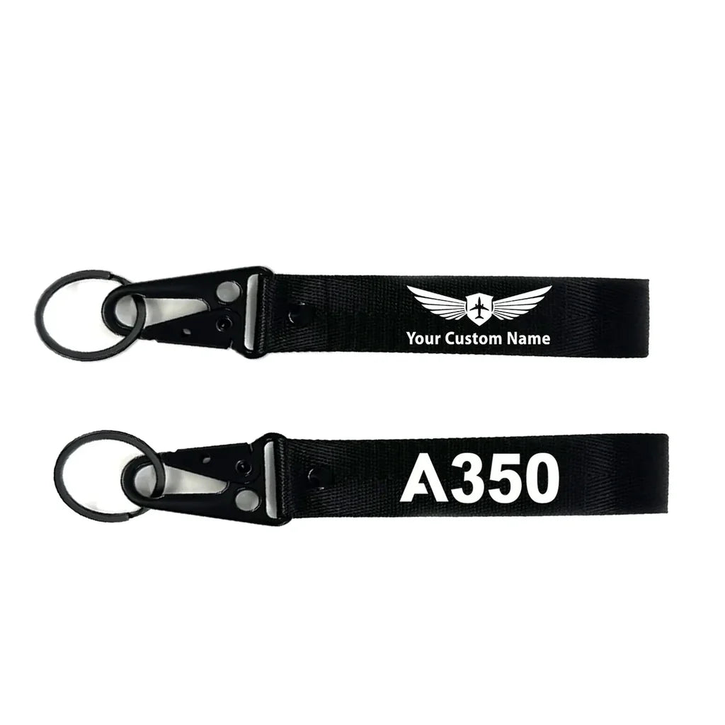 Airbus A350 Flat Text aviation hawk-shaped key chain, durable metal alloy.