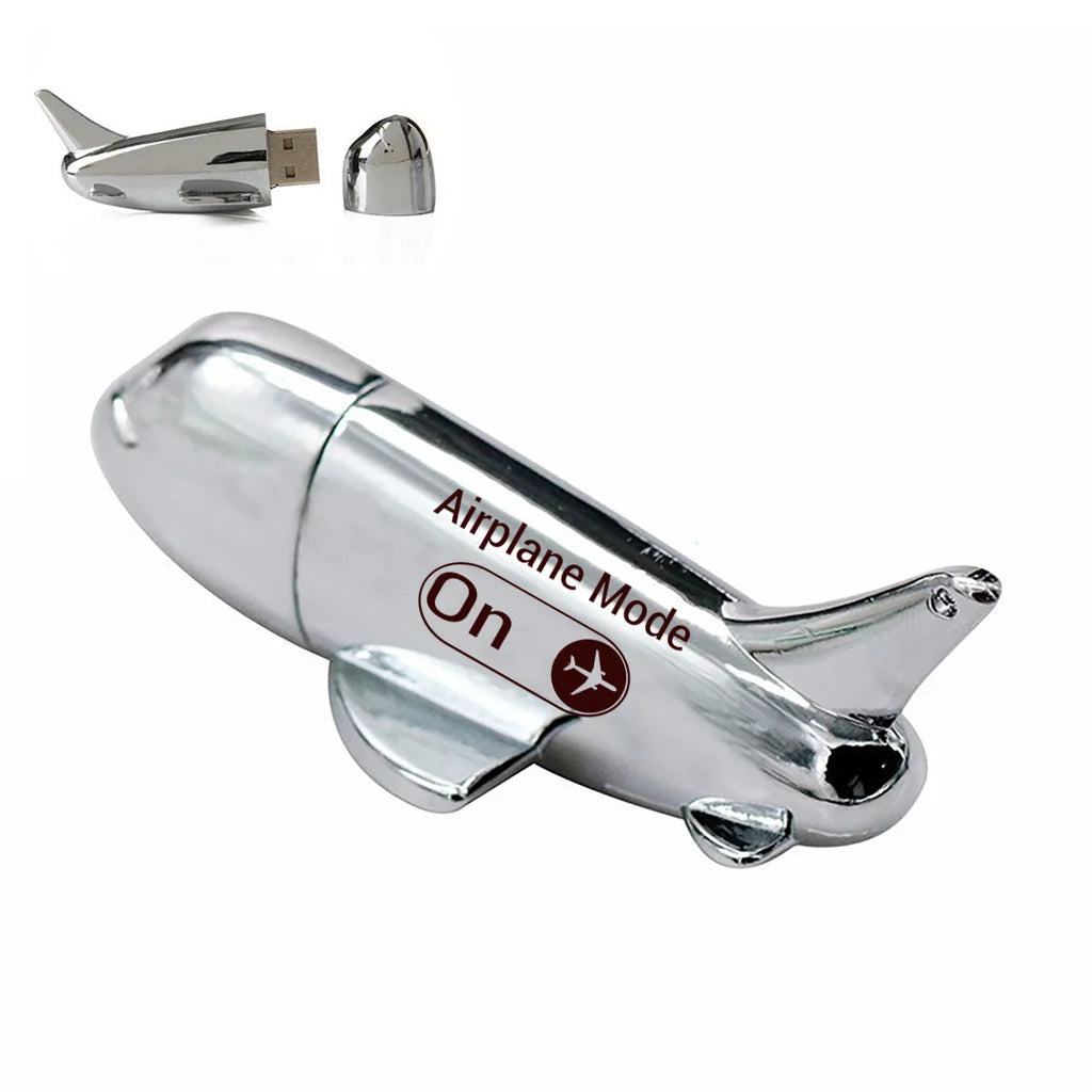 Airplane Mode On aviation design on durable metal casing airplane-shape USB drive.